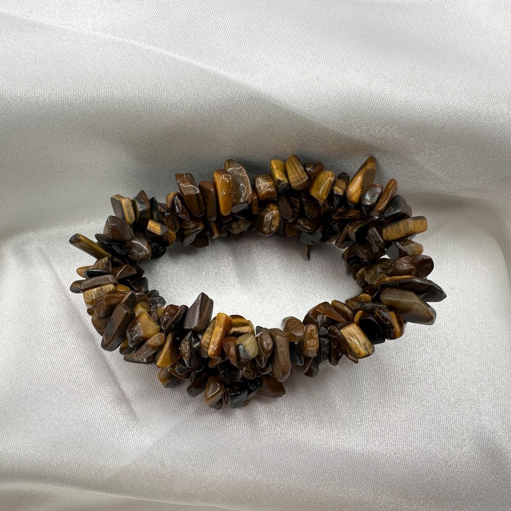 Vintage 90s Brown Chip Stretch Bracelet Boho Fashion Jewelry